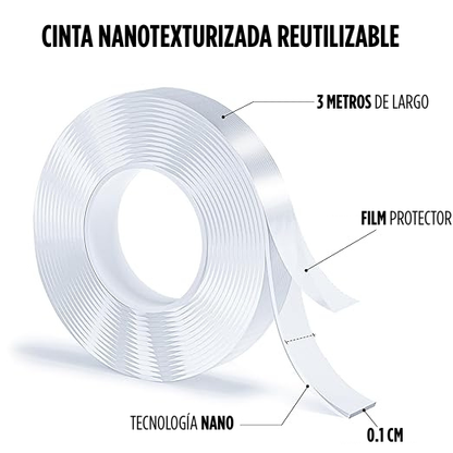 3 x 1 NanoTape® - Cinta Nanotexturizada Doble Cara Reutilizable 3M