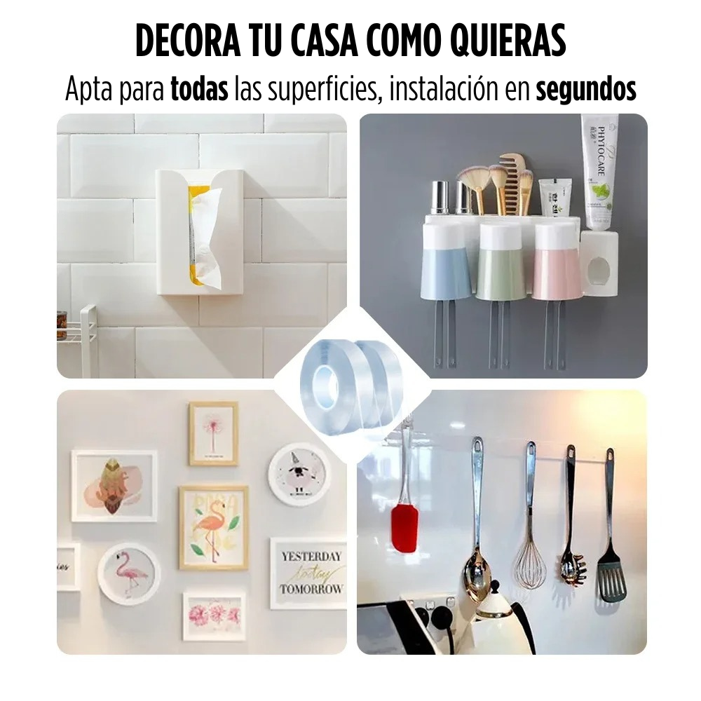 3 x 1 NanoTape® - Cinta Nanotexturizada Doble Cara Reutilizable 3M